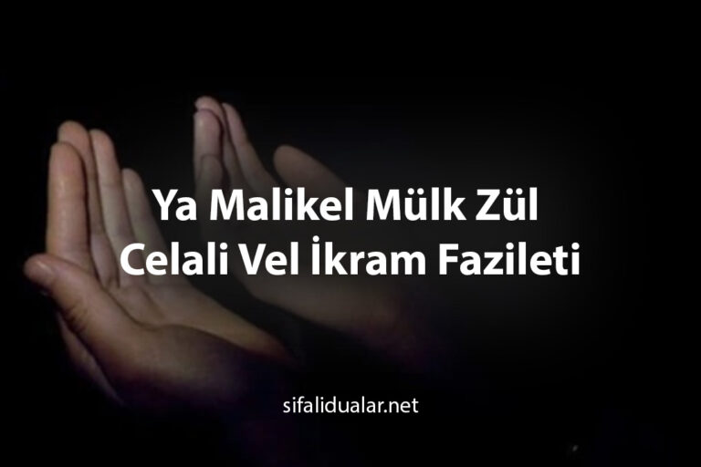 Ya Malikel Mülk Zül Celali Vel İkram Fazileti